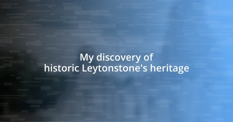 My discovery of historic Leytonstone’s heritage