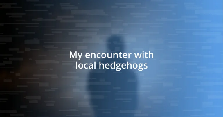 My encounter with local hedgehogs