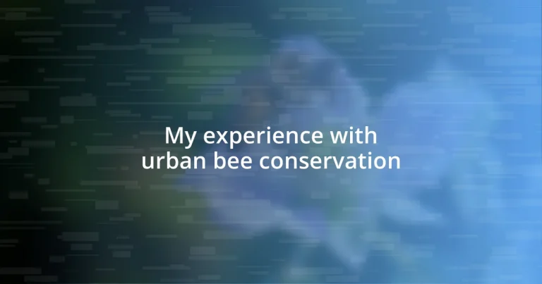 My experience with urban bee conservation