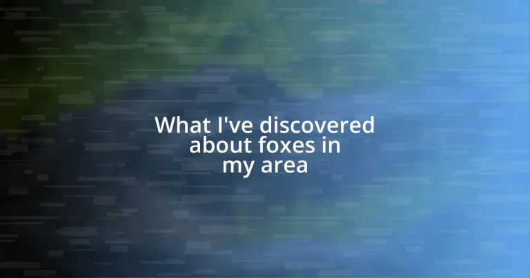 What I’ve discovered about foxes in my area