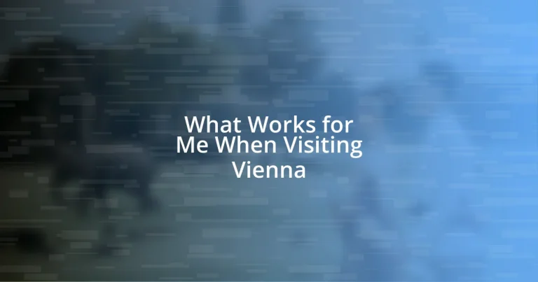 What Works for Me When Visiting Vienna