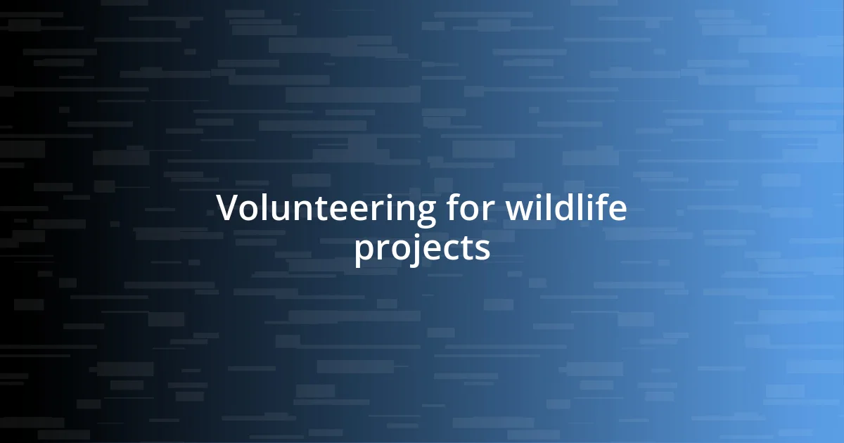 Volunteering for wildlife projects