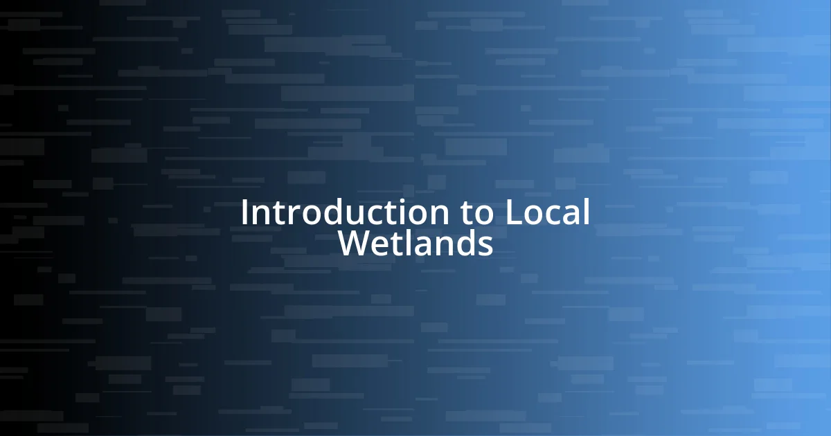 Introduction to Local Wetlands