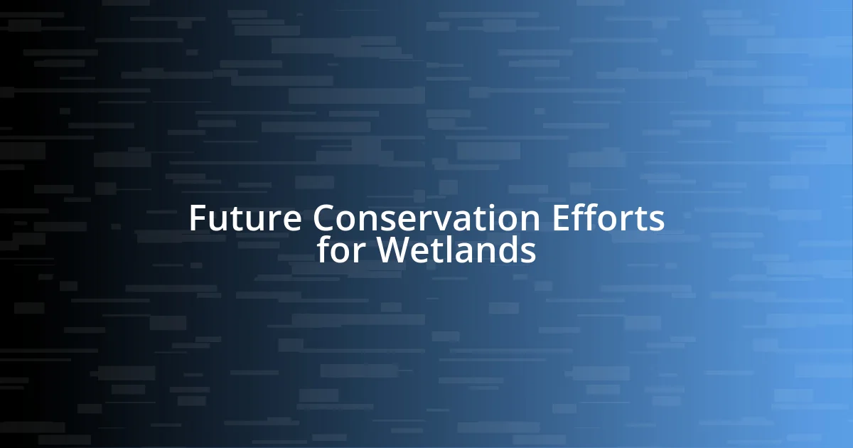 Future Conservation Efforts for Wetlands