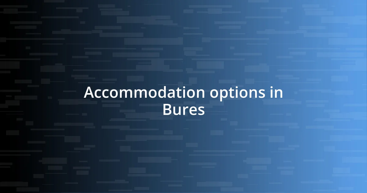 Accommodation options in Bures