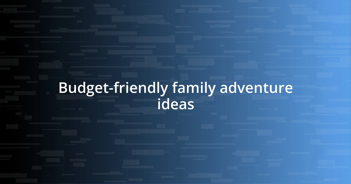 Budget-friendly family adventure ideas