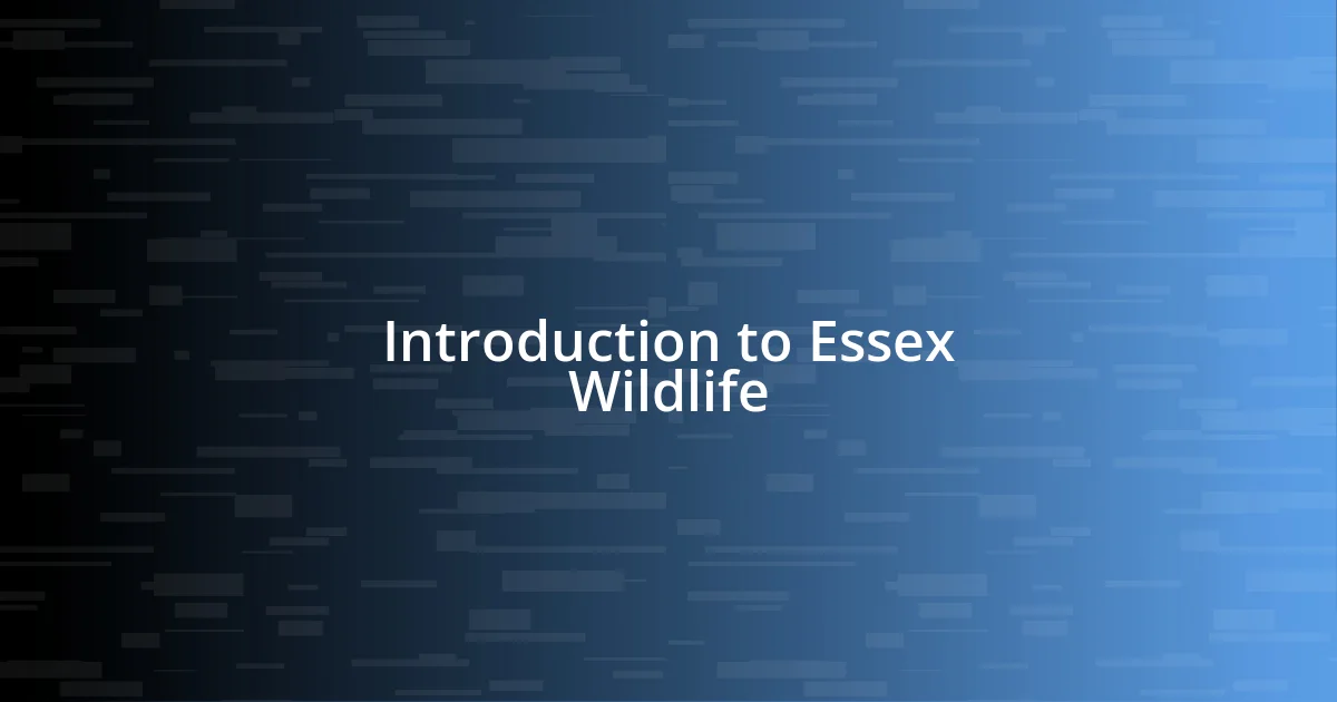 Introduction to Essex Wildlife