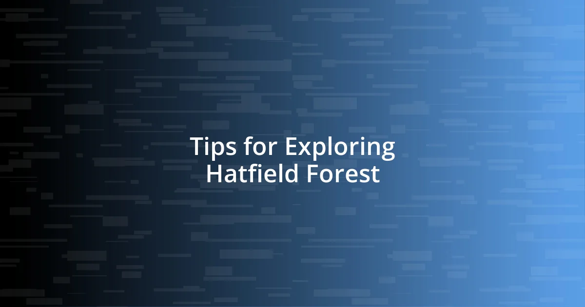 Tips for Exploring Hatfield Forest